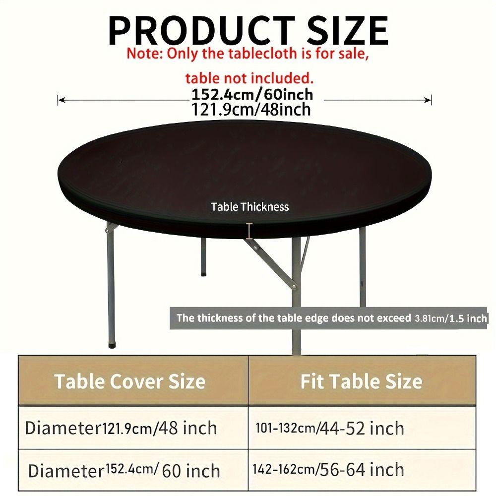 Diameter 48/60in Stain-Resistant Tablecloth Elastic Picnic Table Cloth Round Table Cover Camping