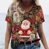 New Christmas For Women T-Shirt 3D Santa Claus Print Short Sleeve Tees V-Neck Oversized Streetwear Female Harajuku Pullover Tops