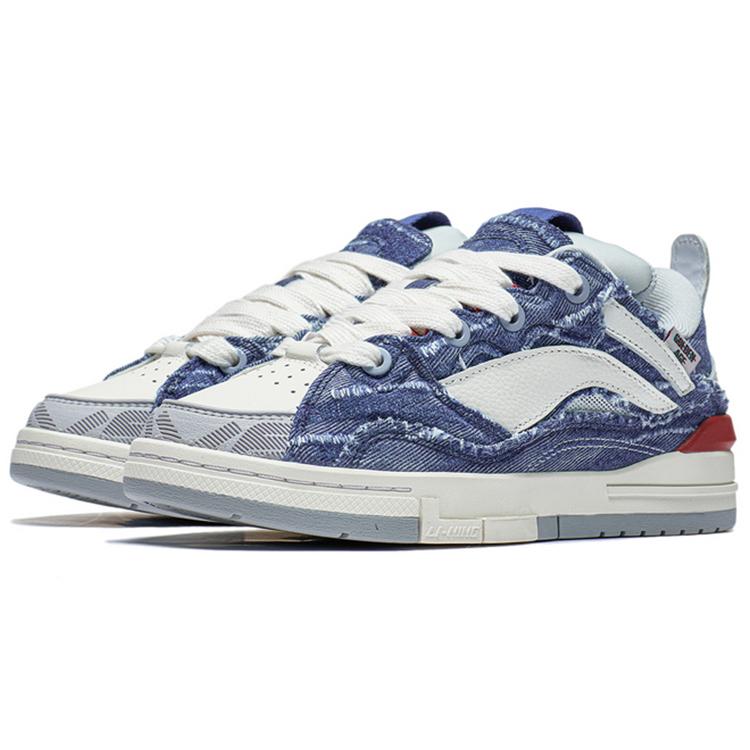 Li Ning Wave GOLDEN Джинсовые Нескользящие Износостойкие Низкие Повседневные Кроссовки Женские Сине-Белые AECS074-10