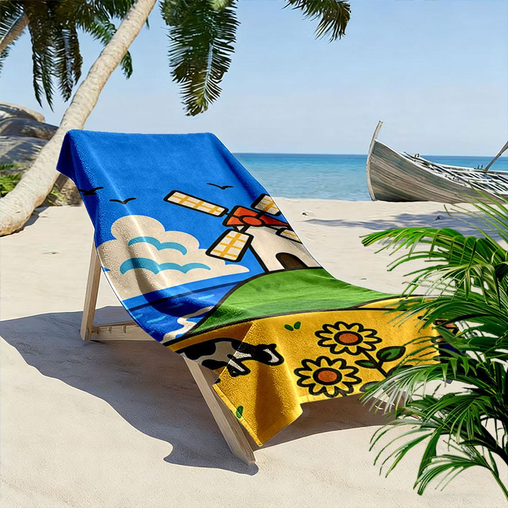 Windmill Farm Scenic Towel Beach Towel Quick-drying for Travel Outdoor Sports Jogging Beach and Swimming