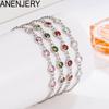 ANENJERY Colorful Zircon Chain Bracelet for Women Simple Fashion Hand Jewelry Accessories