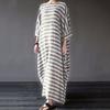 Baggy Dress Ankle Length Dressing Up Breathable Charming Women Cotton Linen Striped Dress Daily Clothing