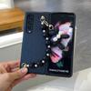Luxury Fashion Cute Diy Flower Pearl Hand Chain Bracelet Case Cover For Samsung Galaxy Z Fold 3 2 5g Zfold 4 Leather Back Fundas