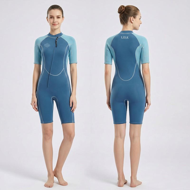 Womens 2mm Shorty Wetsuit With Side Zipper Double-Layer Neoprene Snorkeling Diving Swimming
