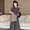 Vintage Elegant Loose Long Dress Floral Print Slim Waist French Style Fall 2025 Womens Casual