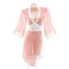 Women Sexy Lingerie Hanfu Dress Cosplay Costume Deep V Erotic See-through Pink Chinese Ancient Style Temptation Dresses