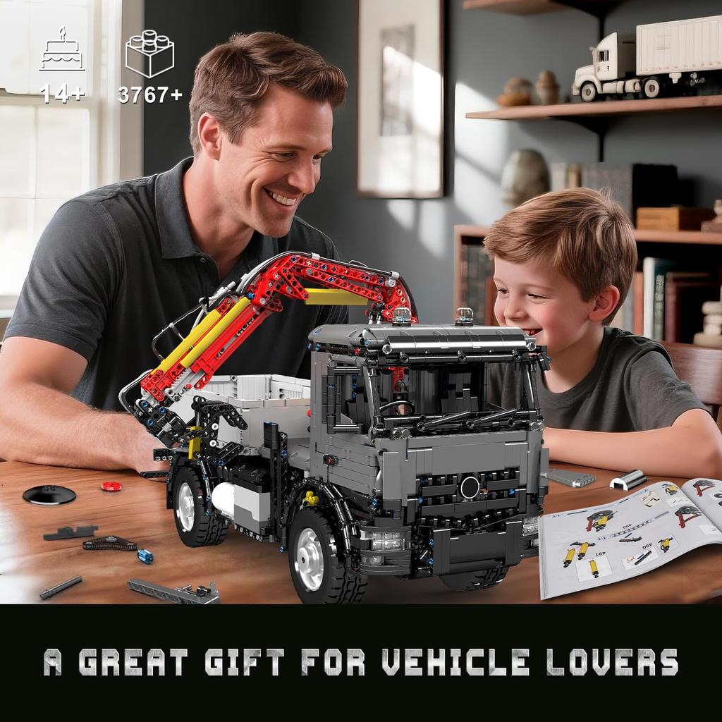 Mould King 19016 Truck Crane Building Set, APPRemote Engineering Truck Building Kit, City Mobile Crane Model Set, Ideal for Kids and Adult Collectors