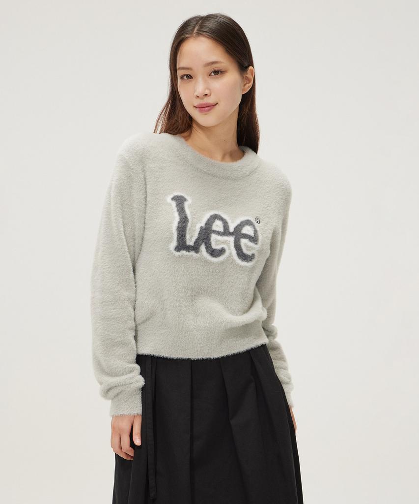 LEE Women'S Round Neck Hairy Logo Knit Light Gray