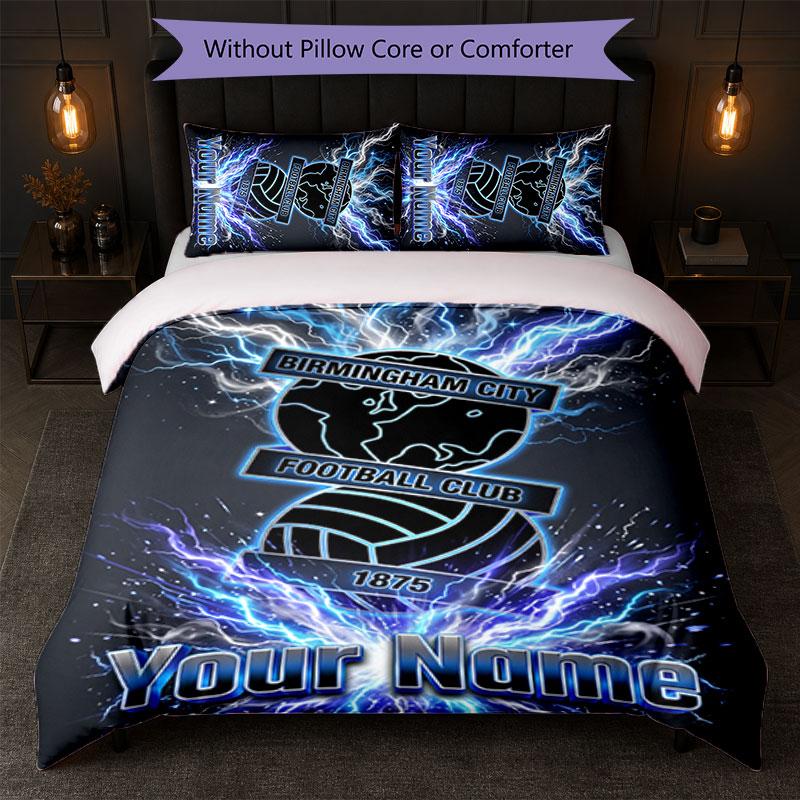 BIRMINGHAM CITY Football Custom Name Text Bedding Set 1 Duvet Cover+2 Pillowcases Soccer Logo Personalized Gift For Special Occasion Bedroom Decor