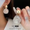 Gold-Plated Silver Wrinkled Shell Earrings - Fashionable, Luxurious, High-End Design