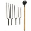 Chsy Accurate Frequency 256Hz 320Hz 384Hz 512Hz Musical Tuning Fork Set, Musical Flat Fork Measuring Gauge with Hammer, Durable and Easy To Use