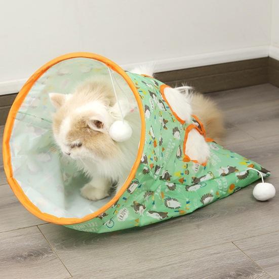 Cat Tunnel Toy Foldable Kitty Tunnel Bag for Indoor Peekaboo Interactive Play Multifunctional Flexible Cat Tunnel Toy with Little Mouse Toy Ball