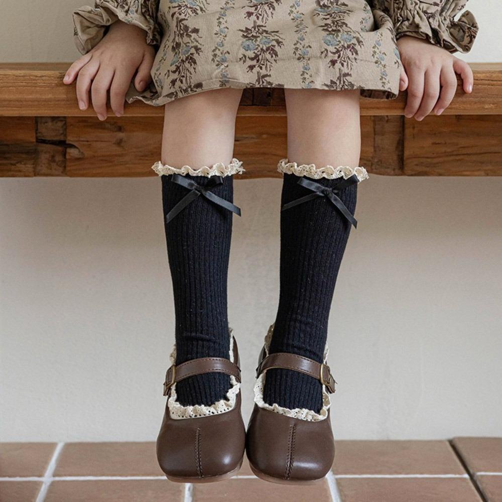 Cotton Bowknot Stockings Bowknot Girl Long Socks Baby Dress Lolita Sock