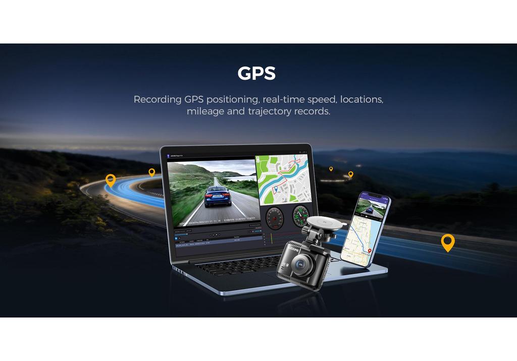Двухкамерный видеорегистратор AZDOME 4K с Bluetooth, WiFi, мониторингом парковки и GPS-трекингом