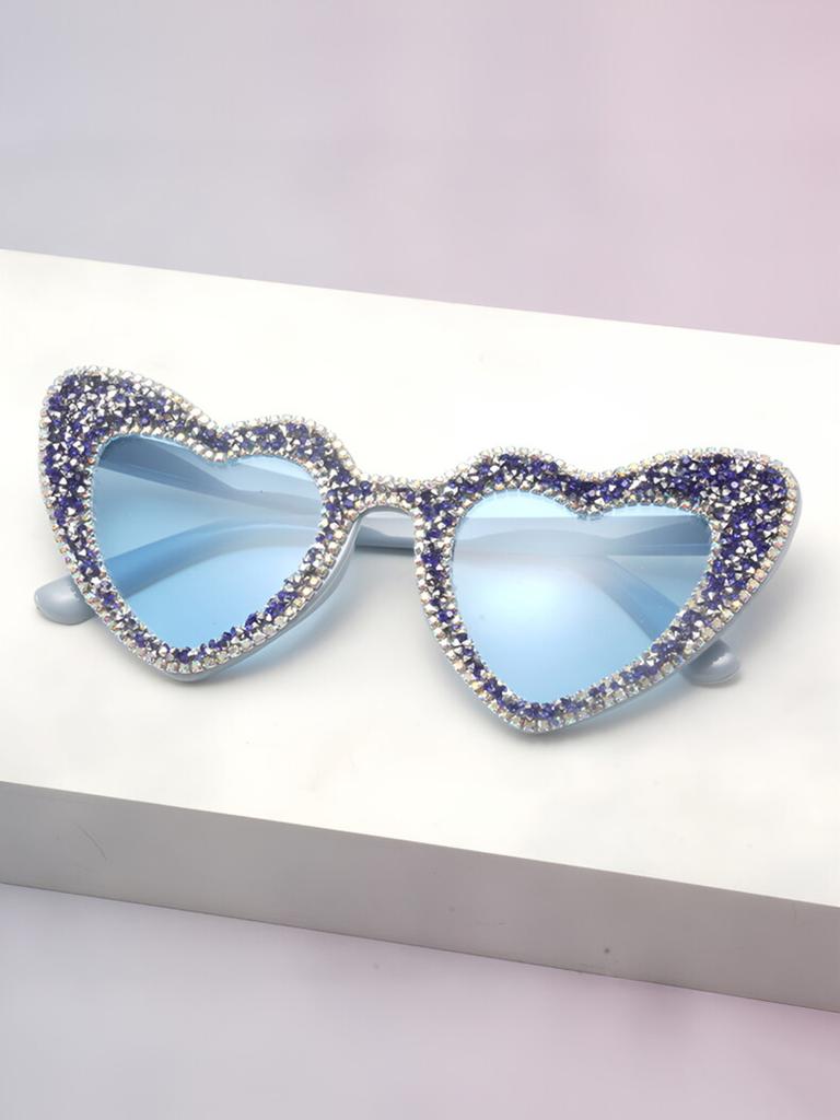2026 Cute Diamond Encrusted Heart Style Women Sunglasses Trendy Female Sun Glasses Romantic Lady Light Luxury Gift KJ162