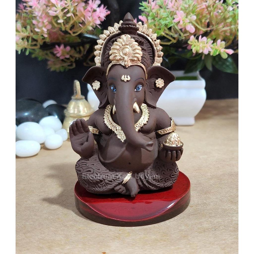 The Divine Aura of Ganesha Idol On MDF Base for Car Dashboard, Office Desk, and Festive Gifting