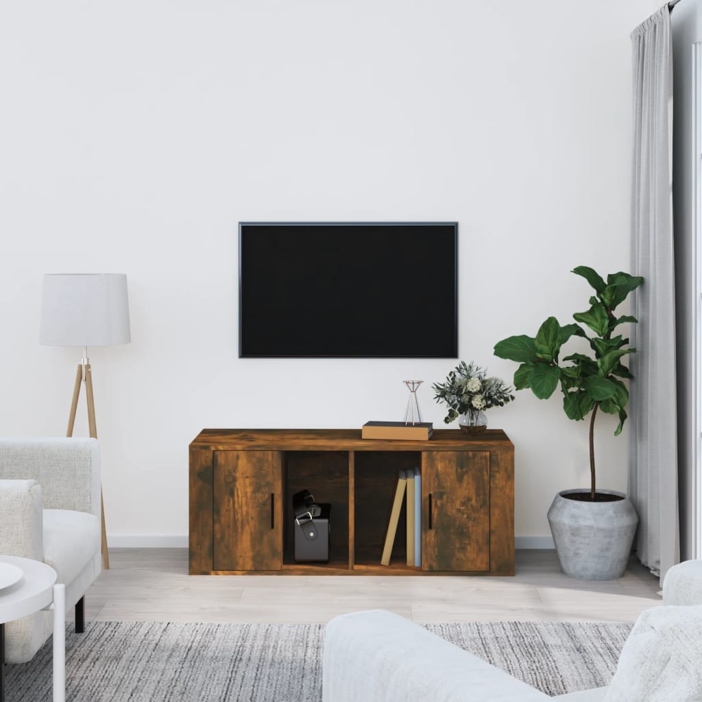 TV Cabinet Smoked Oak 100 x 35 x 40 cm Particleboard