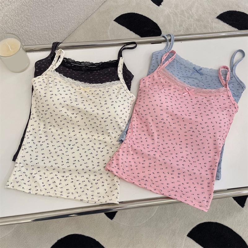 Women Fashion Summer Spaghetti Strap Tank Tops Sexy Boho Bow Front Sleeveless Camisole Shirt