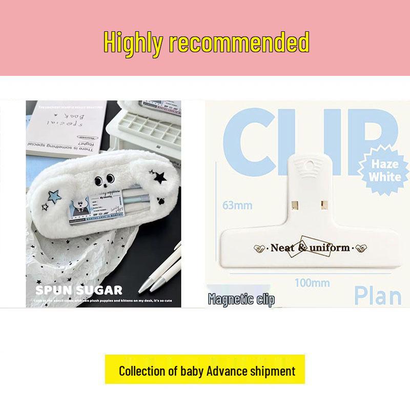 Плюшевый синий щенок пенал - Вместительная сумка для студенческих канцелярских принадлежностей с окошком