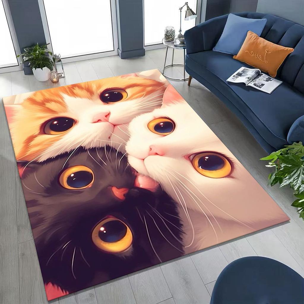 2026 Новый Милый Кот Котёнок Мяу Мультяшный Ковер для Спальни Гостиной Дивана Дома Придверный Коврик Декор, Большой Детский Игровой Нескользящий Напольный Коврик