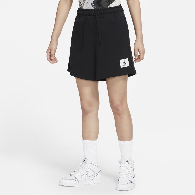 (WMNS) Air Jordan Essentials Logo Pattern Loose Lacing Sports Shorts Black Women's DM3243-010