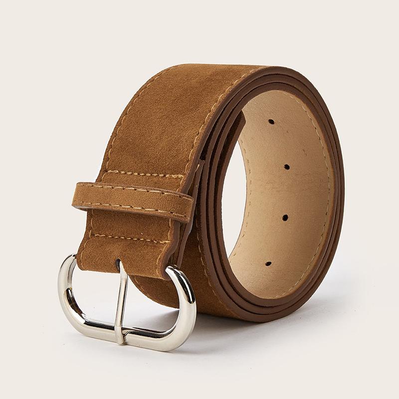 1pc Women Luxury Design Suede Leather Wide Belt Casual Versatile Business Waist Strap Trendy Pin Buckle Waistband