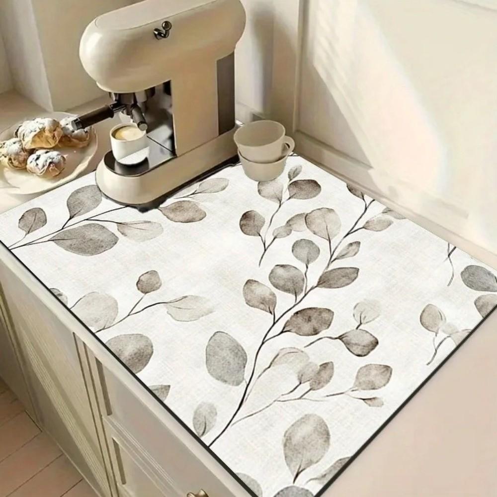 Non-Slip Lemon Printed Placemat Diatom Mud Kitchen Tableware Mat Absorbent Dish Drying Mat Camping