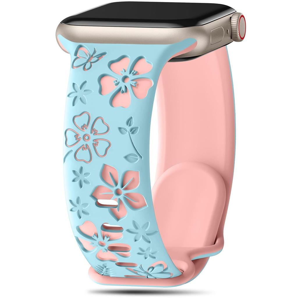 Floral Five-Petal Silicone Band for Apple Watch with 3D Laser Engraving