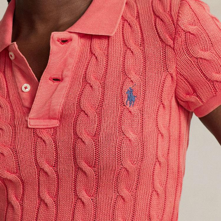 Polo Ralph Lauren Однотонная трикотажная рубашка поло Slim Fit с логотипом Женские топы Кораллово-красный 211743311-007