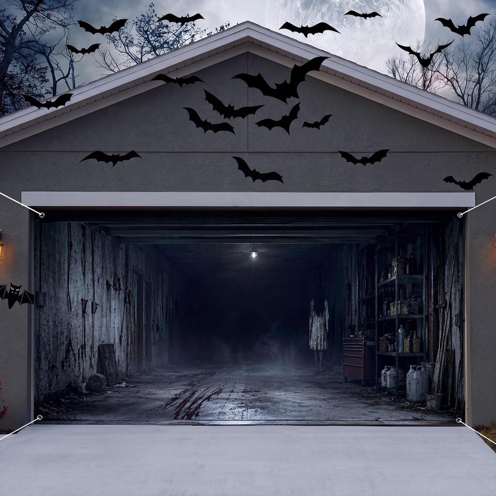 7x16 ft Halloween Garage Door Banner Scary, Eerie Ghost
