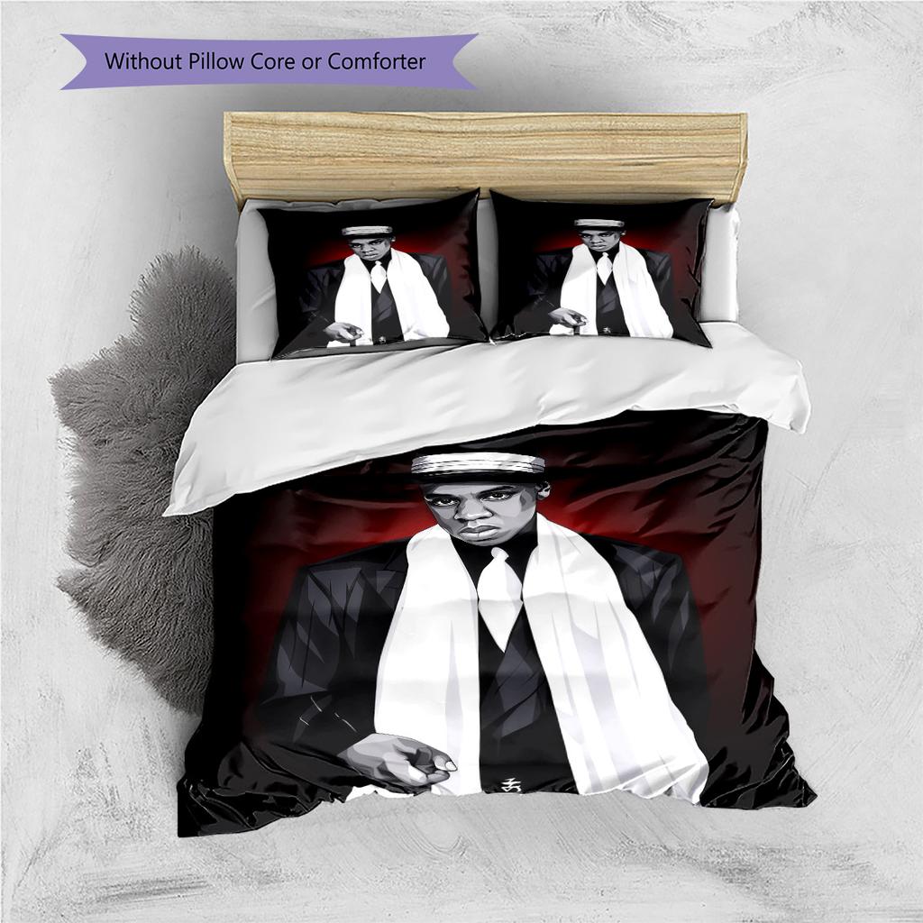 American rapper Pattern Bedding Quilt Set Quilt Cover Pillowcase Home Decoration Birthday Gift (1 * duvet cover + 2 * pillowcase, without core)
