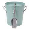 Round Ice Bucket Multipurpose Safe Galvanized Ice Buckets with Lid and Ice Shovel for Bar Restaurant Party Blue