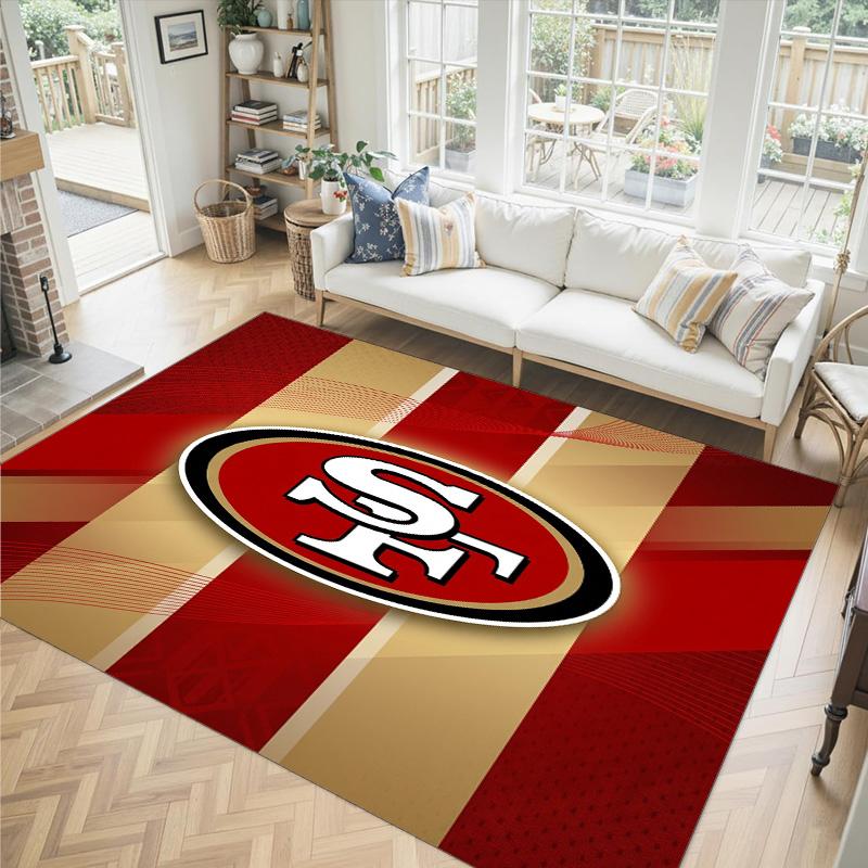 San Francisco 49ers Design Crystal Velvet Carpet Cozy Non?Slip Printed Rug For Bedroom Living Room Entrance