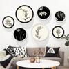 Скандинавская картина на холсте, черно-белое растение, круглый декоративный постер, простой современный подвесной и ресторан, скандинавское настенное искусство