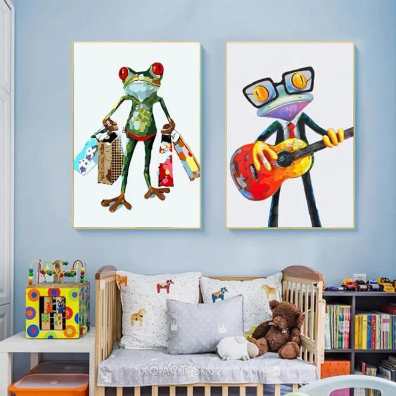 Симпатичная лягушка, граффити, художественная картина на холсте, абстрактные постеры с животными и принты на холсте, настенная художественная картина для дома, Декор в гостиную