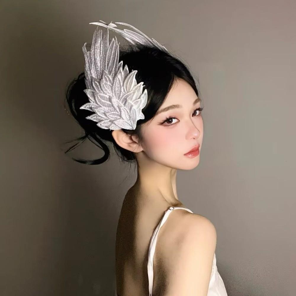 Black White Angel Wing Hair Clip Angel Wing Shape Embroidery Hair Clip Fairy Costume