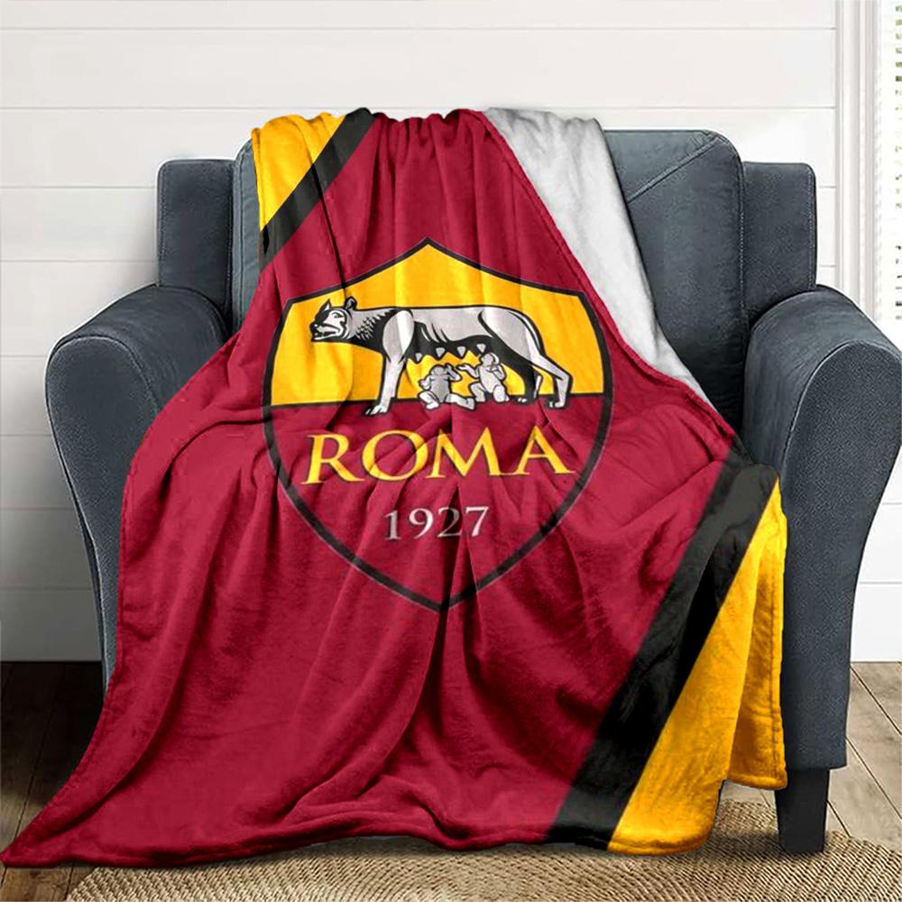 AS Roma Logo Print Flannel Blanket High Quality Warm Comfortable Cover for All Seasons Perfect for Gifts Home Decor