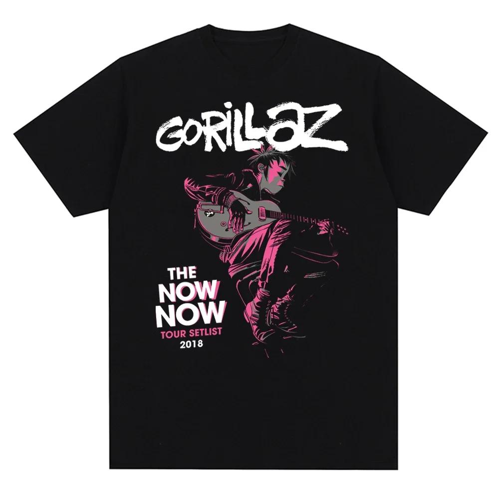 Музыкальная группа Gorillazs Punk Rock Print 90-е Повседневная одежда с коротким рукавом Трендовая летняя мужская футболка с круглым вырезом