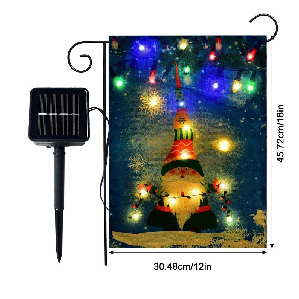 Solar LED Christmas Flag Garden Flags Vertical No Fade Decorative Solar Lighted Garden Flag For Christmas Winter
