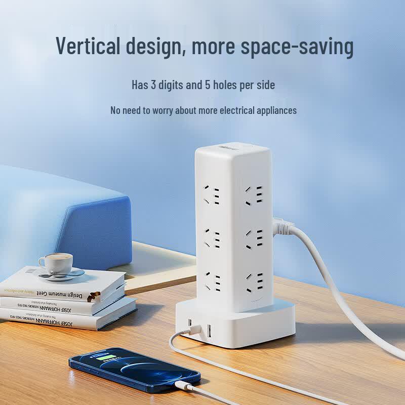 NVC Multi-Outlet Vertical Tower Power Strip CN plug (adapter included)