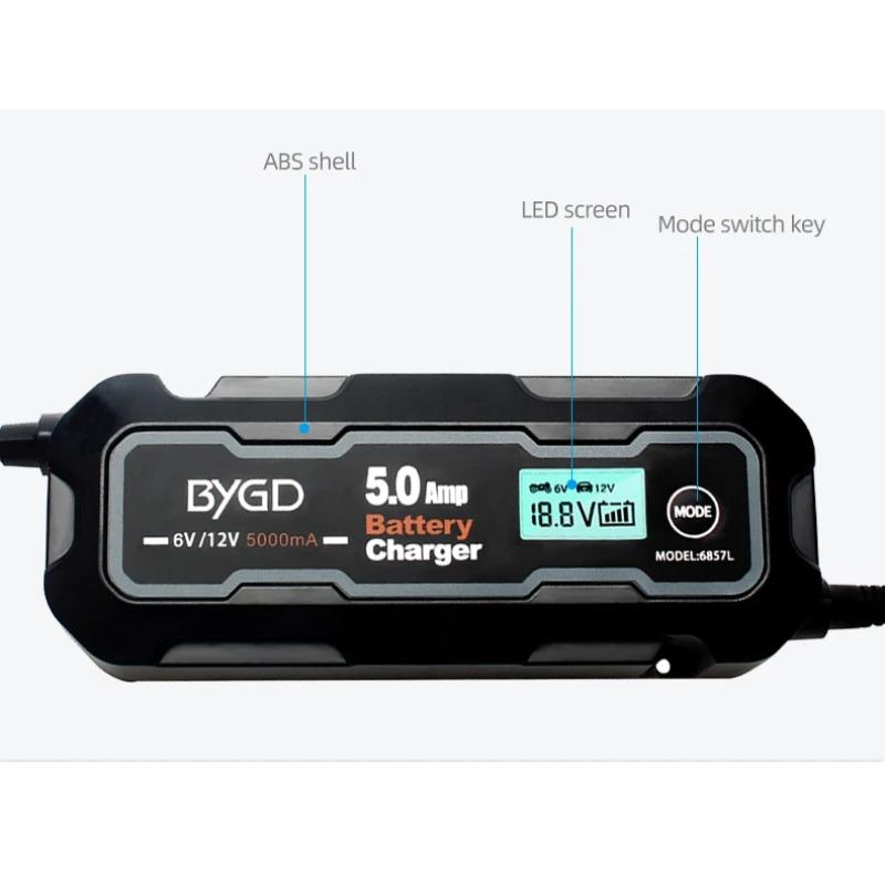 6V/12V 5000mA Car Battery Charger Maintainer Smart Charger Car Trickle Charger for All Types Lead Acid Batteries