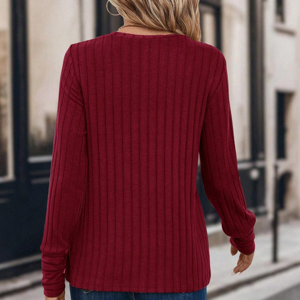 Women's Fashion Casual Round Neck Long Sleeve T-Shirt Comfortable Top