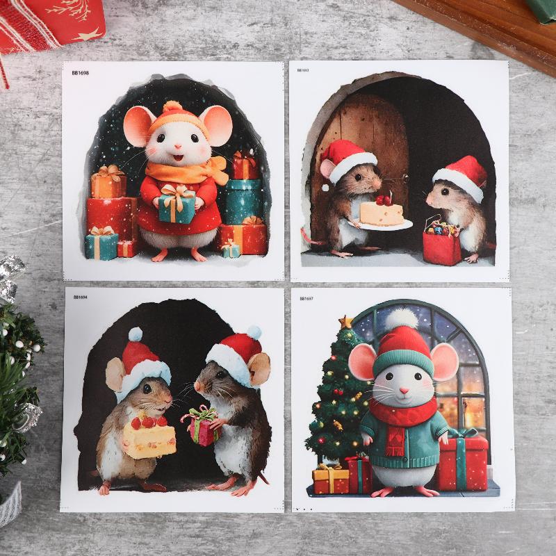 Милая Рождественская Мышиная Нора Наклейка на Стену Рождество Noel Navidad Домашнее Украшение на Новый Год