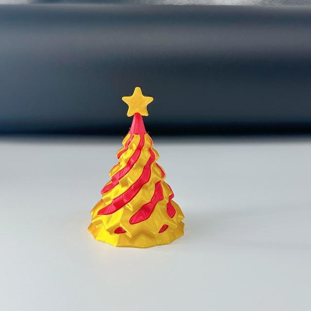 3D Printed Spiral Cone Christmas Ornament - Small Funny Passthrough Fidget Toy, Festive Xmas Gift for Family