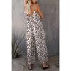 Summer Casual Beach Leopard Jumpsuit Women Spaghetti Strap Print Rompers Loose Pocket Sleeveless Jumpsuits