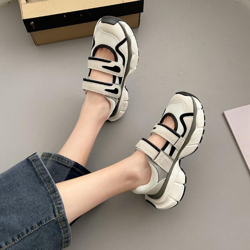 Повседневные кроссовки с выемками для женщин с толстой подошвой 2024 года, новые простые универсальные удобные туфли для женщин на лето