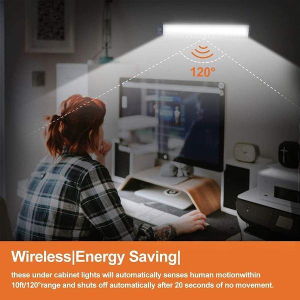 1 dona LED tungi chiroqlar simsiz harakat sensori devor chirog'i USB orqali qayta zaryadlanuvchi oshxona shkafi tungi lampasi