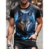 Fashion Men's Round Neck Short Sleeve T-shirt 3D Printed Colorful Hidden Wolf Tee Men's Casual Sport Short Sleeve Streetwear Top