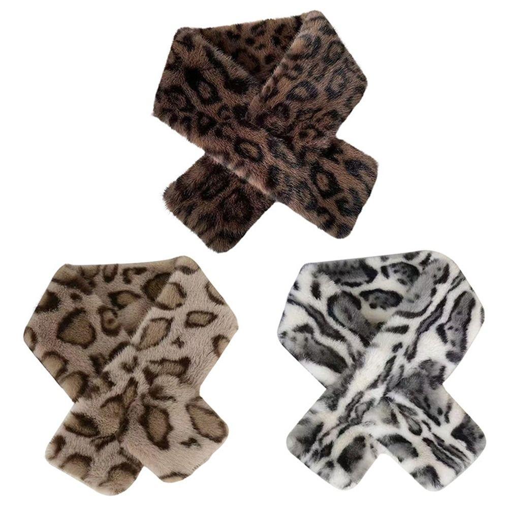 Soft Leopard Print Scarf Windproof Winter Scarf Outdoor Cross Scarf Women's Wear