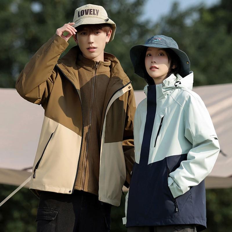 Mens Womens 3-in-1 Detachable Waterproof Windproof Hiking Jacket With Fleece Liner Outdoor Mountain Climbing Trekking